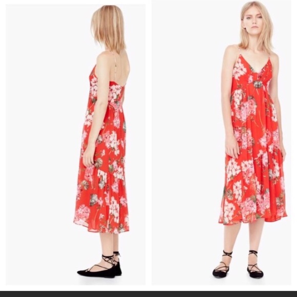 red floral strappy dress